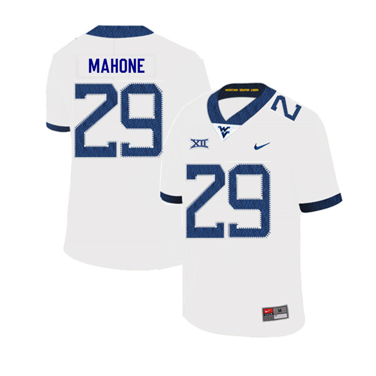 2019 Men #29 Sean Mahone West Virginia Mountaineers College Football Jerseys Sale-White